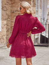 Load image into Gallery viewer, Belted Surplice Neck Long Sleeve Mini Dress
