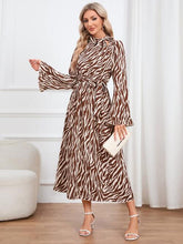 Load image into Gallery viewer, Animal Print Tie Front Ruffle Trim Dress
