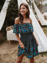 Load image into Gallery viewer, Bohemian Print Off-Shoulder Strapless Knee Length Dress
