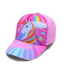 Load image into Gallery viewer, baby girl unicorn hat cap accessories for 2-8 year girls unicorn rainbow baseball cap casquette summer sun truck hat for kids
