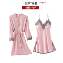 Load image into Gallery viewer, 5PC Silk Robe Sleep Suit Womens Lace Satin Pajamas Gown Set V-Neck Cami Nighties Wear Pijama Home Nightwear Spring Nightdress
