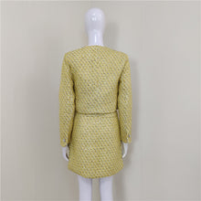 Load image into Gallery viewer, A4274 Latest Design Yellow Tweed Sequins Slim Autumn Ladies Plus Size 3 Piece Set
