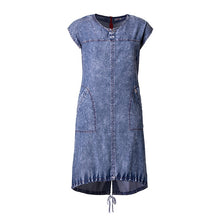 Load image into Gallery viewer, 2021 Summer ladies Plus Size denim dress for women clothes Round Neck Pockets elegant  4xl 5xl 6xl Large Size party Dress
