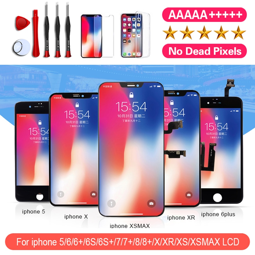 AAA+++LCD Display For iPhone 5S 6 7 8 6S Plus X XR XS MAX OLED 11 Pro TFT With 3D Touch Screen Replacement No Dead Pixel Quality