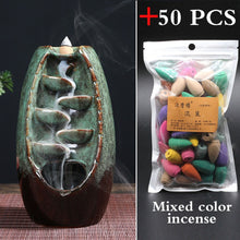 Load image into Gallery viewer, 50Pcs Handicraft Incense Holder Ceramic Backflow Waterfall Smoke Incense Burner Home Decor Birthday Valentine&#39;s Christmas Gift
