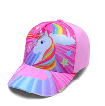 Load image into Gallery viewer, baby girl unicorn hat cap accessories for 2-8 year girls unicorn rainbow baseball cap casquette summer sun truck hat for kids
