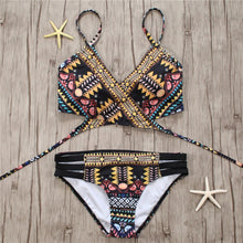 Load image into Gallery viewer, 2022 Sexy Bandage Aztec Biquini String Strappy Women Swim Wear Bathing Suit Swimsuit Beachwear Swimwear Women Brazilian Bikini
