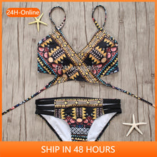 Load image into Gallery viewer, 2022 Sexy Bandage Aztec Biquini String Strappy Women Swim Wear Bathing Suit Swimsuit Beachwear Swimwear Women Brazilian Bikini
