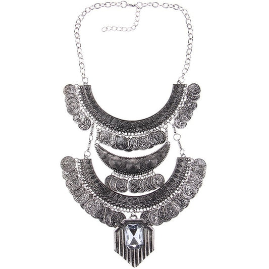 Ztech Boho Antique Coin Necklace for Women African Statement Tibetan Long Tassel Necklaces & Pendant Bohemian Maxi Jewelry Women