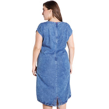 Load image into Gallery viewer, 2021 Summer ladies Plus Size denim dress for women clothes Round Neck Pockets elegant  4xl 5xl 6xl Large Size party Dress
