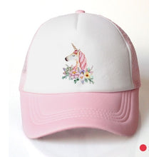 Load image into Gallery viewer, baby girl unicorn hat cap accessories for 2-8 year girls unicorn rainbow baseball cap casquette summer sun truck hat for kids
