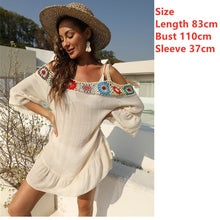 Load image into Gallery viewer, Black Beach Dress for Women Tunics Crochet Flower Swimsuit Cover Up Solid White Tunic 2022 Summer Beachwear Bikini Pareo Ups
