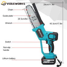 Load image into Gallery viewer, 288VF 8 Inch Electric Saw Chainsaw with 2PC 22980mAh Li-ion Battery Rechargeable Wood Cutter Also For Makita 18V Battery
