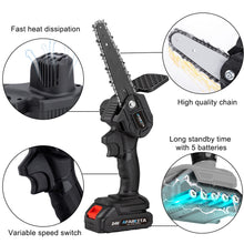 Load image into Gallery viewer, 4/6inch Removable Mini Pruning Electric Chainsaw With Lithium Battery Woodworking Tools For Garden
