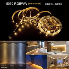 Load image into Gallery viewer, 5M 10M 15M Led Strip Lights Bluetooth 2835 5050 RGBWW RGB Led Lights Flexible Ribbon Tape Diode Phone APP Control DC12V Adapter
