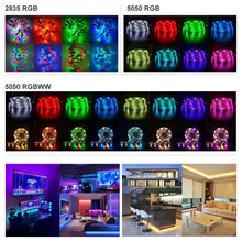 Load image into Gallery viewer, 5M 10M 15M Led Strip Lights Bluetooth 2835 5050 RGBWW RGB Led Lights Flexible Ribbon Tape Diode Phone APP Control DC12V Adapter
