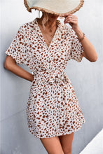 Load image into Gallery viewer, Animal Print Tie-Waist Mini Shirt Dress
