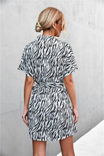 Load image into Gallery viewer, Animal Print Tie-Waist Mini Shirt Dress
