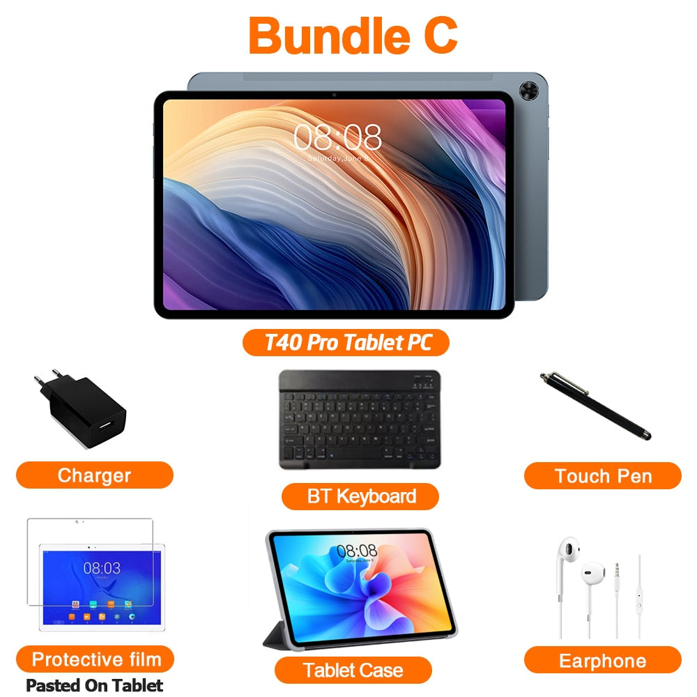 Teclast T40 Pro Tablet 10.4 Inch, Octa Core CPU, Android 11 OS, 8GB RAM 128GB ROM, 2000x1200 IPS, 4G LTE, 5G WiFi, 18W PD, GPS