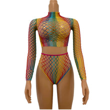 Load image into Gallery viewer, Beach Wear Cover Ups Shoulder Rainbow Hollow Out Mesh Crochet Dress WomanSwimsuit Cover Up Maillot De Bain Robe Ete Femme Qq653
