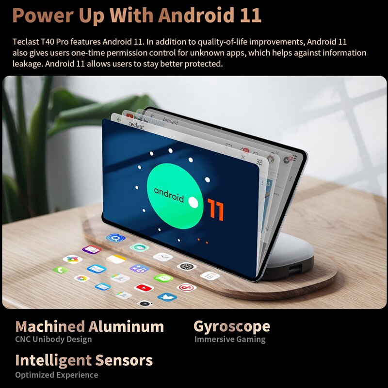 Teclast T40 Pro Tablet 10.4 Inch, Octa Core CPU, Android 11 OS, 8GB RAM 128GB ROM, 2000x1200 IPS, 4G LTE, 5G WiFi, 18W PD, GPS