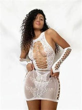 Load image into Gallery viewer, Beach Wear Fishnet Cover Up Hollow Out Fishnet Hip Skirt Night Dress Women Sheer Sexy Lingerie See Through Mesh Nightwear DS025
