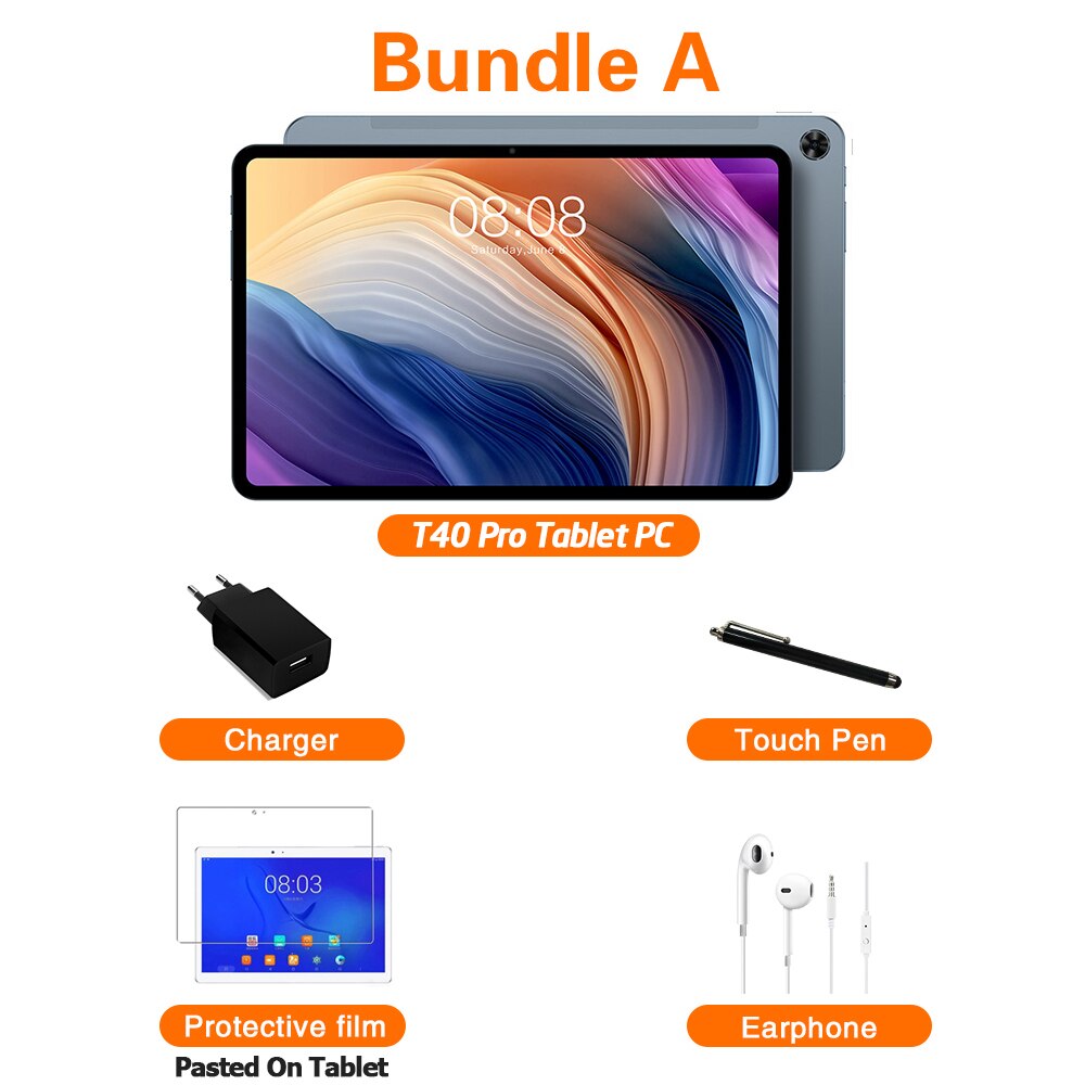 Teclast T40 Pro Tablet 10.4 Inch, Octa Core CPU, Android 11 OS, 8GB RAM 128GB ROM, 2000x1200 IPS, 4G LTE, 5G WiFi, 18W PD, GPS