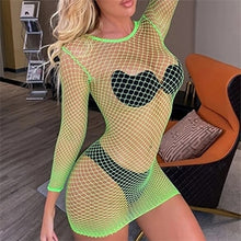 Load image into Gallery viewer, Beach Dress Fish net Rainbow Hollow Out Mesh Dress  Femme Swimwear Sexy CT003
