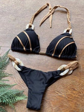 Load image into Gallery viewer, Black Bandeau Bikini Set Strapless Swimwear Women Push Up Biquini
