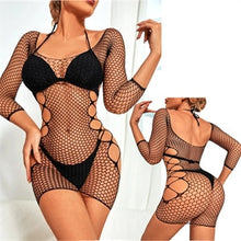 Load image into Gallery viewer, Beach Wear Fishnet Cover Up Hollow Out Fishnet Hip Skirt Night Dress Women Sheer Sexy Lingerie See Through Mesh Nightwear DS025
