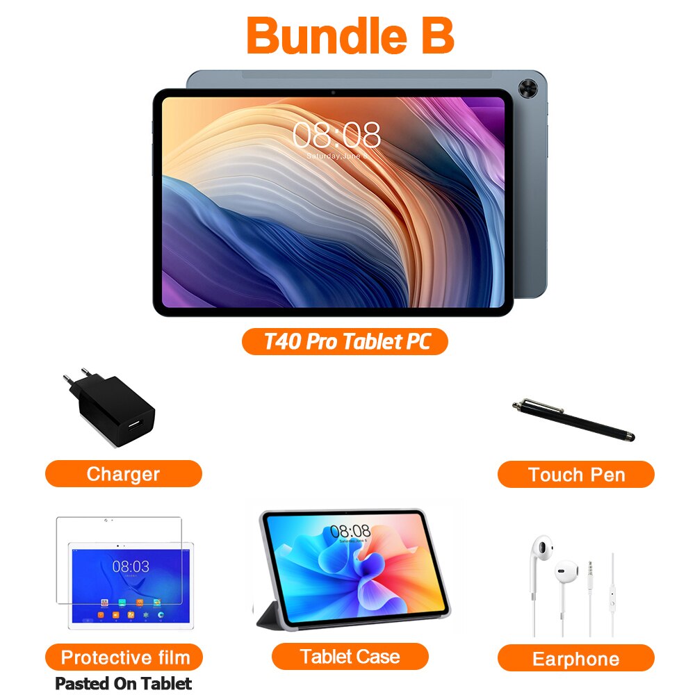 Teclast T40 Pro Tablet 10.4 Inch, Octa Core CPU, Android 11 OS, 8GB RAM 128GB ROM, 2000x1200 IPS, 4G LTE, 5G WiFi, 18W PD, GPS