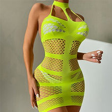 Load image into Gallery viewer, Beach Wear Fishnet Cover Up Hollow Out Fishnet Hip Skirt Night Dress Women Sheer Sexy Lingerie See Through Mesh Nightwear DS025
