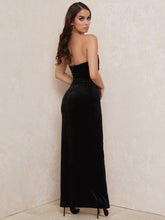 Load image into Gallery viewer, Ailigou High Quality Fashion Black Elegant V Neck Bandage Dress Front Slit Strapless Ladies 2022 New Long Sexy Party Dress
