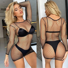 Load image into Gallery viewer, Beach Dress Fish net Rainbow Hollow Out Mesh Dress  Femme Swimwear Sexy CT003
