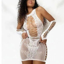 Load image into Gallery viewer, Adult Club Sexy Party Transparent Allure Skirt See Through Sexy Strapless Perspective Hip Skirt Women Stripe Mini Dress DS007
