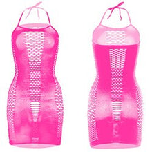 Load image into Gallery viewer, Beach Wear Fishnet Cover Up Hollow Out Fishnet Hip Skirt Night Dress Women Sheer Sexy Lingerie See Through Mesh Nightwear DS025
