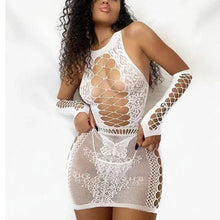 Load image into Gallery viewer, Adult Club Sexy Party Transparent Allure Skirt See Through Sexy Strapless Perspective Hip Skirt Women Stripe Mini Dress DS007
