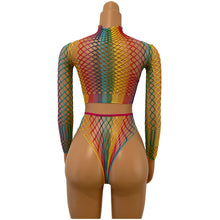 Load image into Gallery viewer, Beach Wear Cover Ups Shoulder Rainbow Hollow Out Mesh Crochet Dress WomanSwimsuit Cover Up Maillot De Bain Robe Ete Femme Qq653
