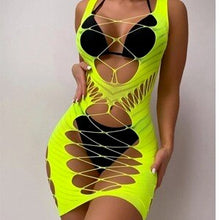 Load image into Gallery viewer, Adult Club Sexy Party Transparent Allure Skirt See Through Sexy Strapless Perspective Hip Skirt Women Stripe Mini Dress DS007
