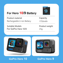 Load image into Gallery viewer, Battery For GoPro Hero 9 8 7 6 10 Black Accessories
