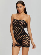 Load image into Gallery viewer, Beach Wear Fishnet Cover Up Hollow Out Fishnet Hip Skirt Night Dress Women Sheer Sexy Lingerie See Through Mesh Nightwear DS025
