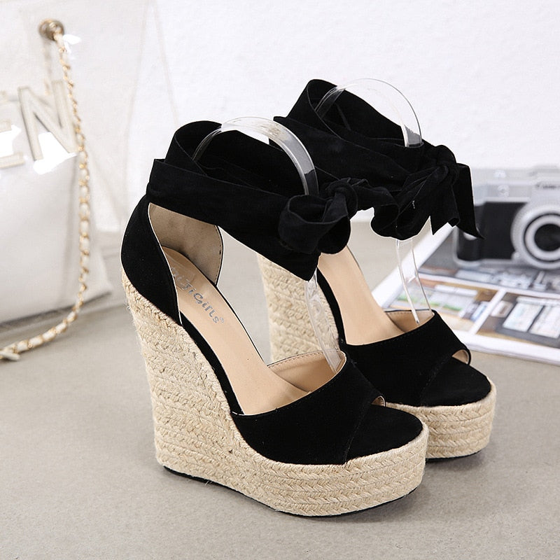 35~43 Women Wedge Sandals Female Platform Bohemia High Heel Sandals Fashion Ankle Strap Open Toe Ladies Shoes Zapatos De Mujer