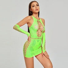 Load image into Gallery viewer, Adult Club Sexy Party Transparent Allure Skirt See Through Sexy Strapless Perspective Hip Skirt Women Stripe Mini Dress DS007
