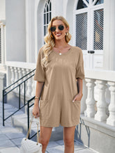 Load image into Gallery viewer, Backless Pocketed Round Neck Half Sleeve Romper
