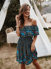 Load image into Gallery viewer, Bohemian Print Off-Shoulder Strapless Knee Length Dress
