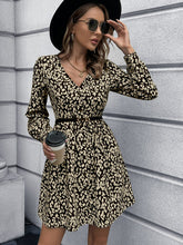 Load image into Gallery viewer, Animal Print Buttoned V-Neck Long Sleeve Dress
