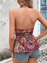 Load image into Gallery viewer, Backless Printed Halter Neck Tank
