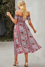 Load image into Gallery viewer, Bohemian Off-Shoulder Frill Trim Split Dress
