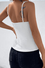 Load image into Gallery viewer, Beads Detail Spaghetti Straps Cable-Knit Cami
