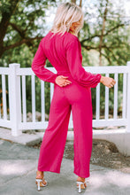 Load image into Gallery viewer, Belted V-Neck Wide Leg Jumpsuit
